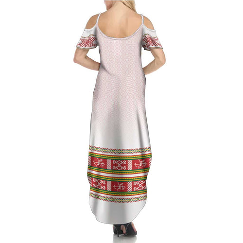Lithuania Folk Pattern Vytis Motif Family Matching Summer Maxi Dress and Hawaiian Shirt