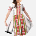 Lithuania Folk Pattern Vytis Motif Kid Short Sleeve Dress