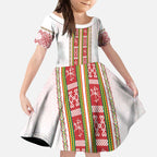 Lithuania Folk Pattern Vytis Motif Kid Short Sleeve Dress