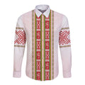 Lithuania Folk Pattern Vytis Motif Long Sleeve Button Shirt