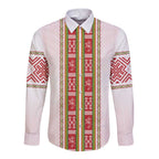 Lithuania Folk Pattern Vytis Motif Long Sleeve Button Shirt