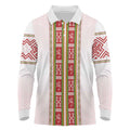 Lithuania Folk Pattern Vytis Motif Long Sleeve Polo Shirt