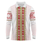 Lithuania Folk Pattern Vytis Motif Long Sleeve Polo Shirt