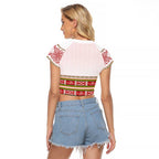 Lithuania Folk Pattern Vytis Motif Raglan Cropped T Shirt
