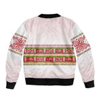 Lithuania Folk Pattern Vytis Motif Sleeve Zip Bomber Jacket