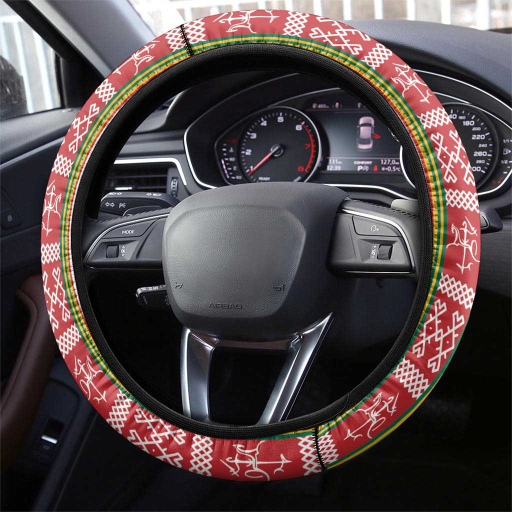 Lithuania Folk Pattern Vytis Motif Steering Wheel Cover