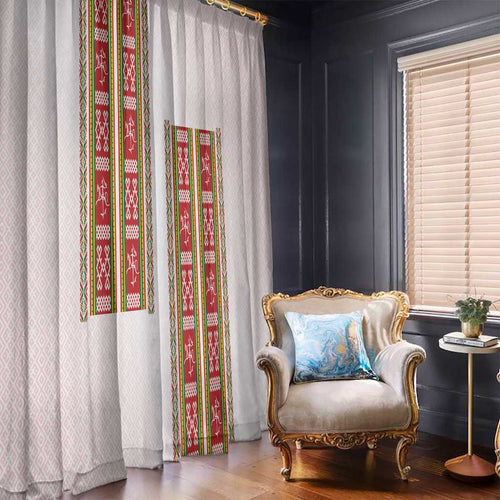 Lithuania Folk Pattern Vytis Motif Window Curtain