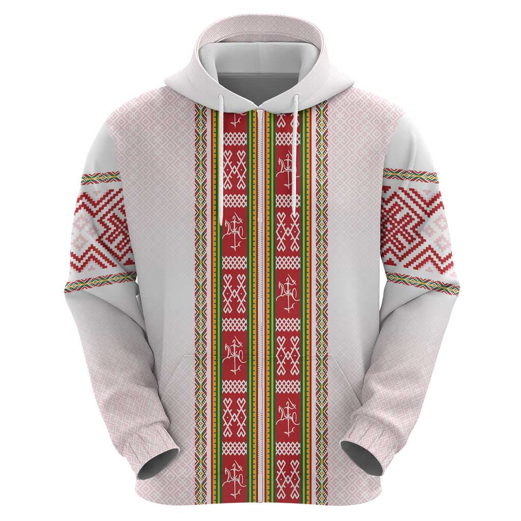 Lithuania Folk Pattern Vytis Motif Zip Hoodie