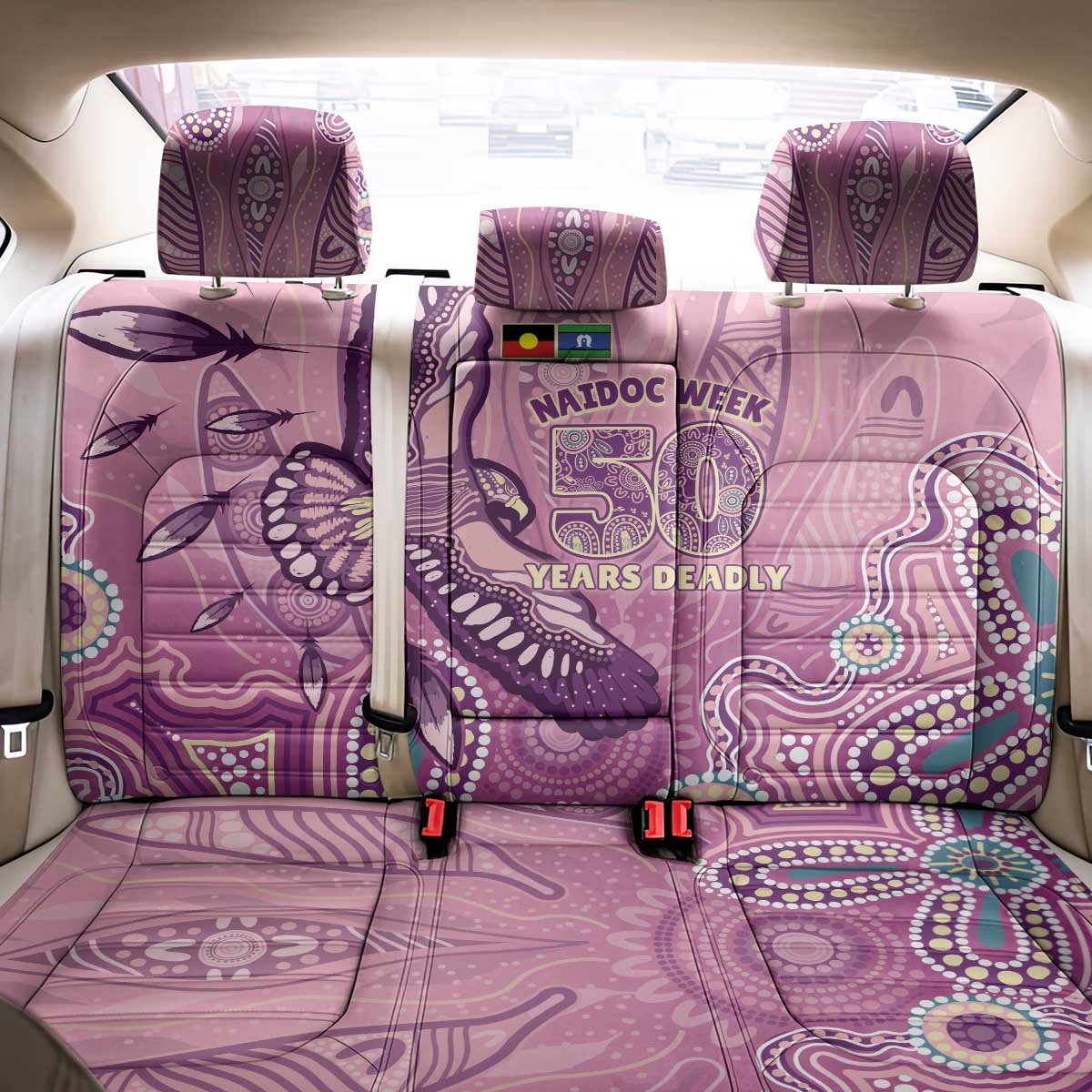 NAIDOC Week - 50 Years Deadly Back Car Seat Cover Pastel Wings