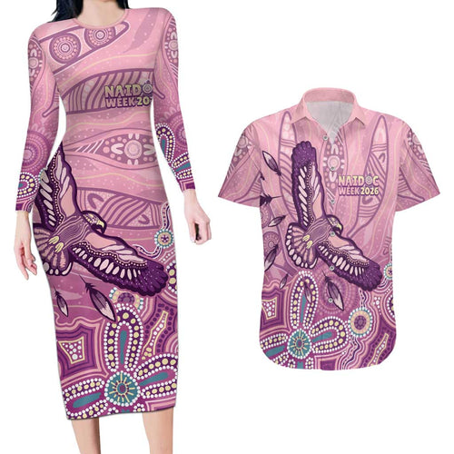 NAIDOC Week - 50 Years Deadly Couples Matching Long Sleeve Bodycon Dress and Hawaiian Shirt Pastel Wings