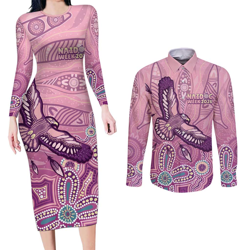 NAIDOC Week - 50 Years Deadly Couples Matching Long Sleeve Bodycon Dress and Long Sleeve Button Shirt Pastel Wings