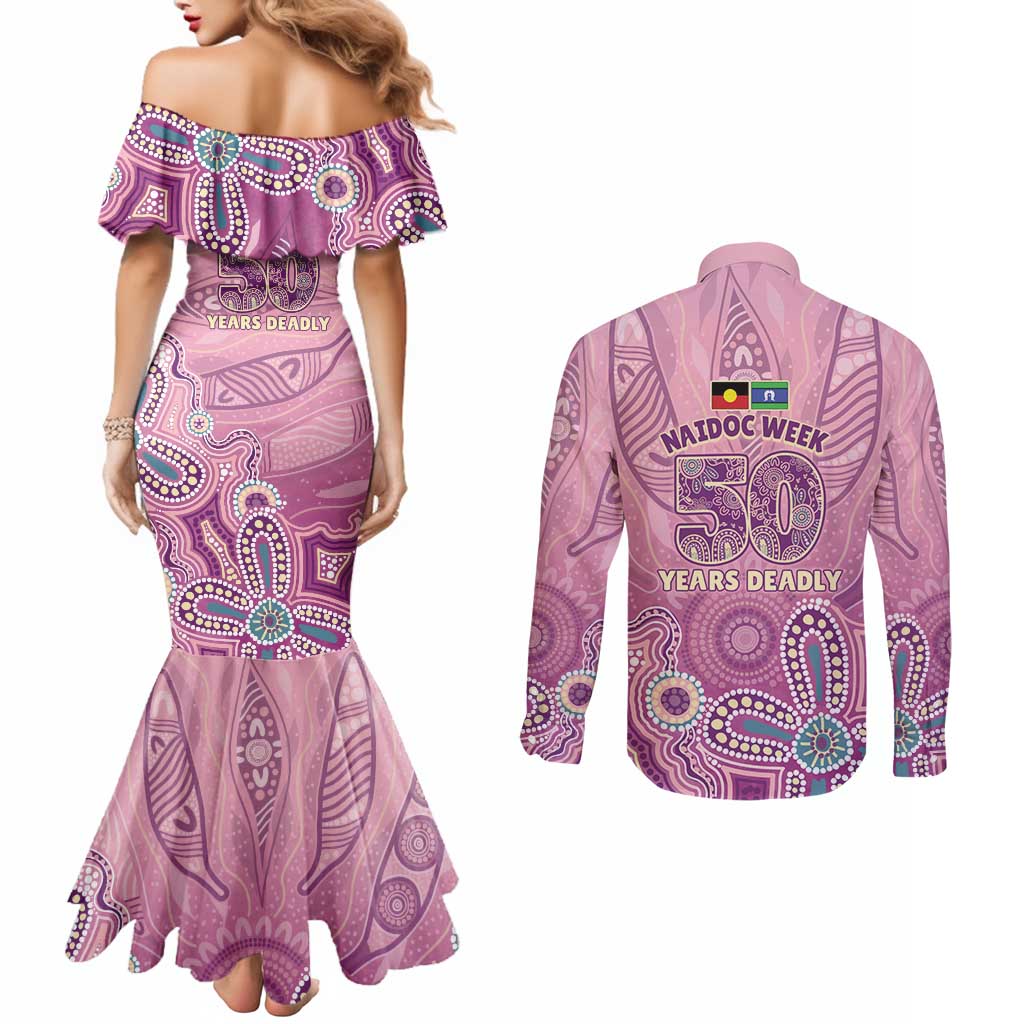 NAIDOC Week - 50 Years Deadly Couples Matching Mermaid Dress and Long Sleeve Button Shirt Pastel Wings