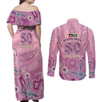 NAIDOC Week - 50 Years Deadly Couples Matching Off Shoulder Maxi Dress and Long Sleeve Button Shirt Pastel Wings