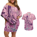 NAIDOC Week - 50 Years Deadly Couples Matching Off Shoulder Short Dress and Hawaiian Shirt Pastel Wings
