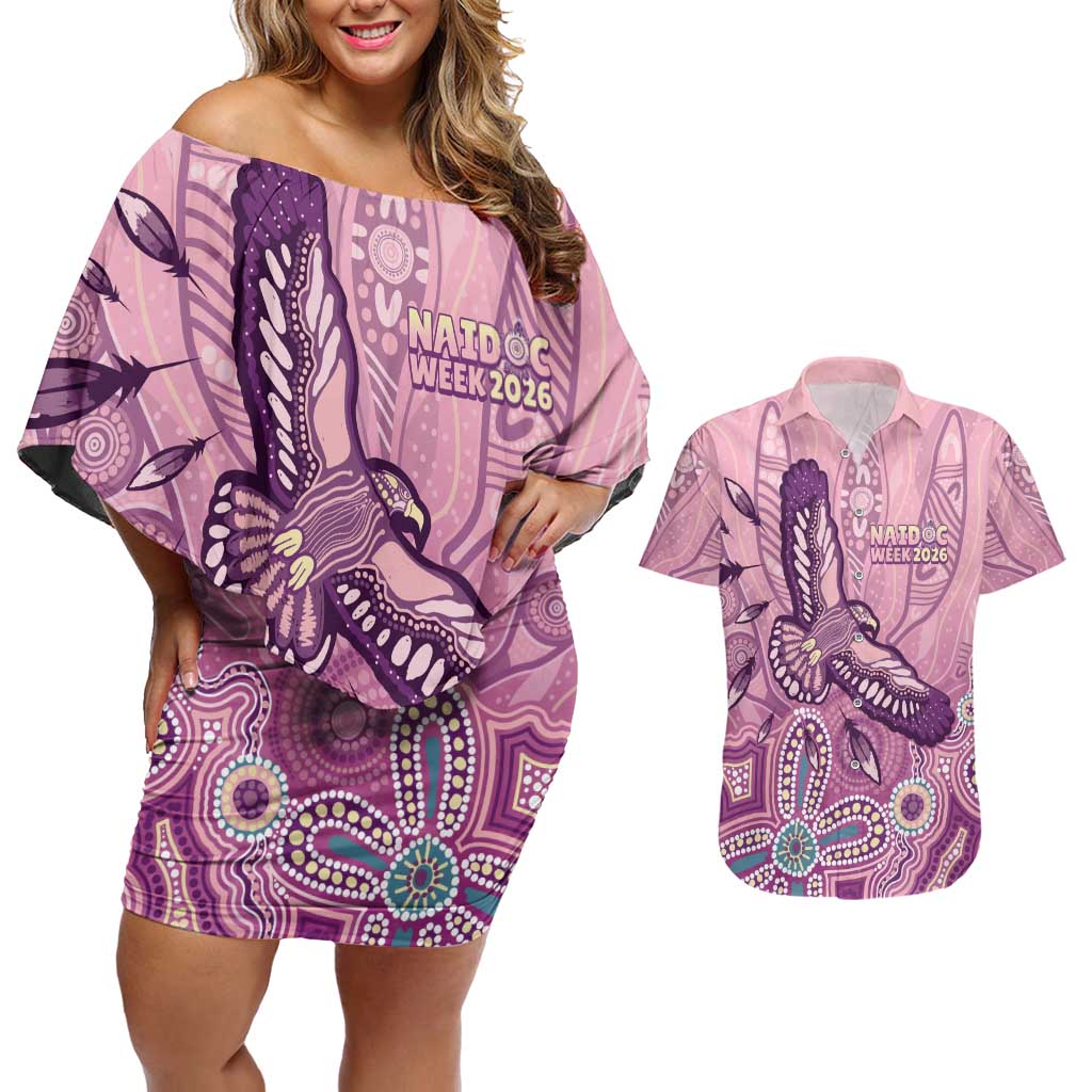 NAIDOC Week - 50 Years Deadly Couples Matching Off Shoulder Short Dress and Hawaiian Shirt Pastel Wings