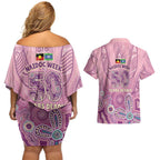 NAIDOC Week - 50 Years Deadly Couples Matching Off Shoulder Short Dress and Hawaiian Shirt Pastel Wings