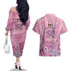 NAIDOC Week - 50 Years Deadly Couples Matching Off The Shoulder Long Sleeve Dress and Hawaiian Shirt Pastel Wings