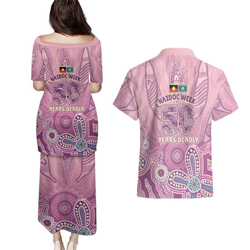 NAIDOC Week - 50 Years Deadly Couples Matching Puletasi and Hawaiian Shirt Pastel Wings