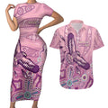 NAIDOC Week - 50 Years Deadly Couples Matching Short Sleeve Bodycon Dress and Hawaiian Shirt Pastel Wings