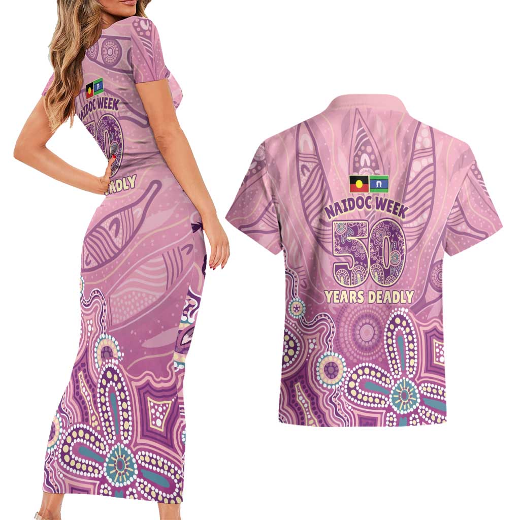 NAIDOC Week - 50 Years Deadly Couples Matching Short Sleeve Bodycon Dress and Hawaiian Shirt Pastel Wings