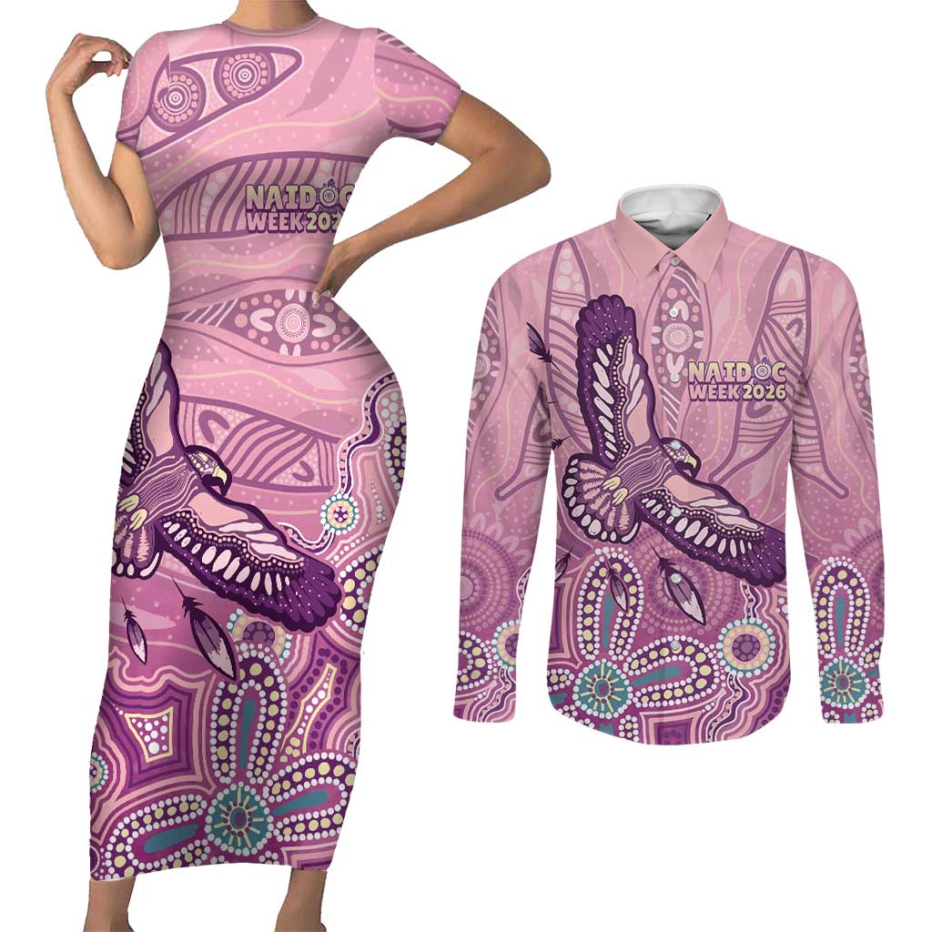 NAIDOC Week - 50 Years Deadly Couples Matching Short Sleeve Bodycon Dress and Long Sleeve Button Shirt Pastel Wings