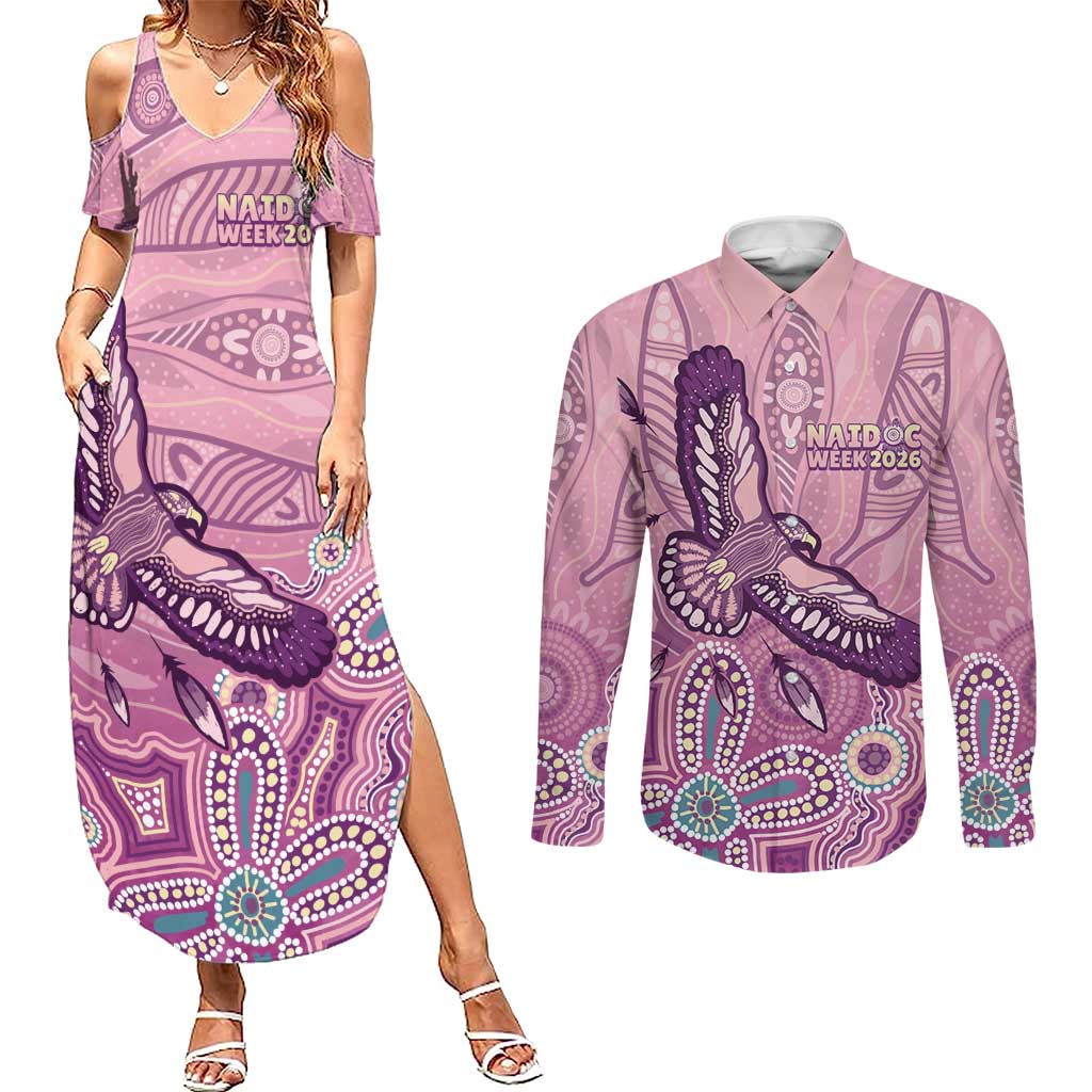 NAIDOC Week - 50 Years Deadly Couples Matching Summer Maxi Dress and Long Sleeve Button Shirt Pastel Wings