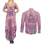 NAIDOC Week - 50 Years Deadly Couples Matching Summer Maxi Dress and Long Sleeve Button Shirt Pastel Wings