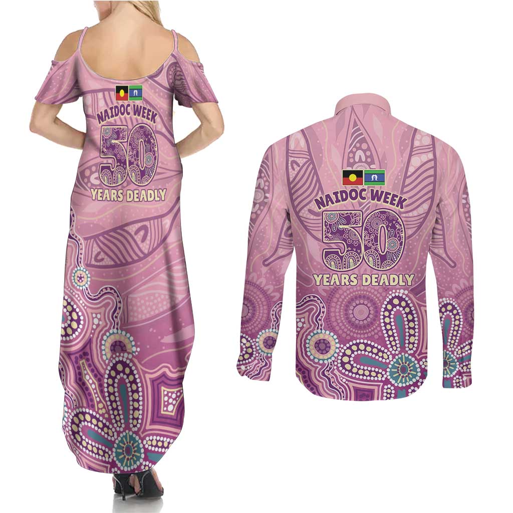 NAIDOC Week - 50 Years Deadly Couples Matching Summer Maxi Dress and Long Sleeve Button Shirt Pastel Wings