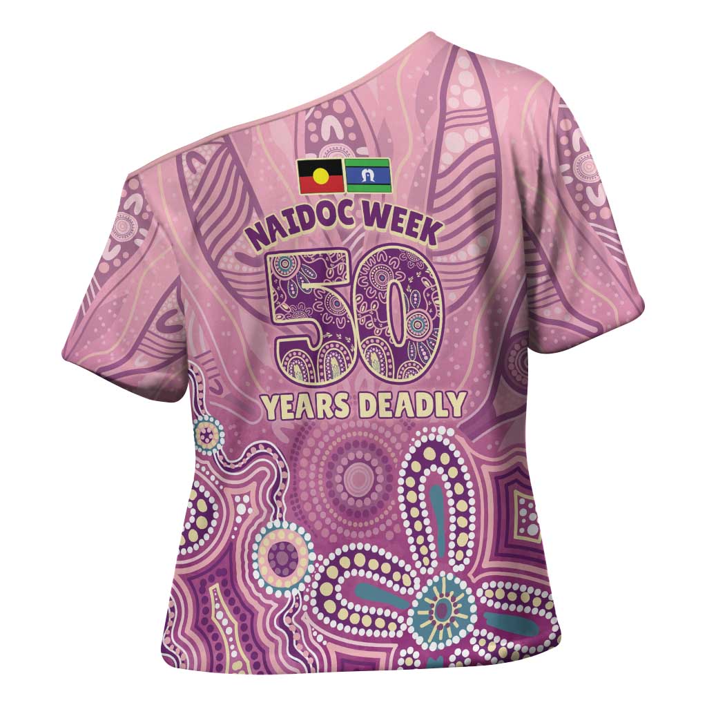 NAIDOC Week - 50 Years Deadly Cross Shoulder Shirt Pastel Wings