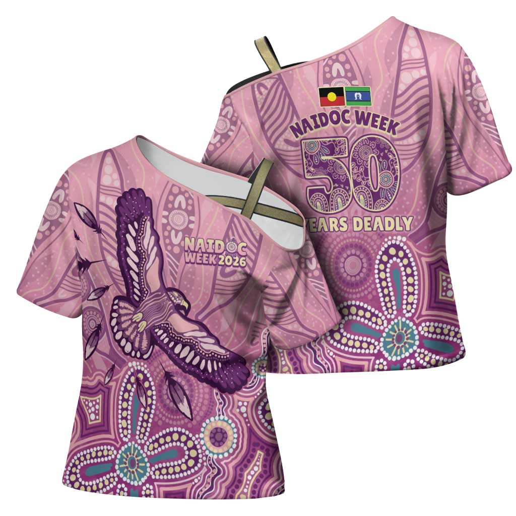 NAIDOC Week - 50 Years Deadly Cross Shoulder Shirt Pastel Wings