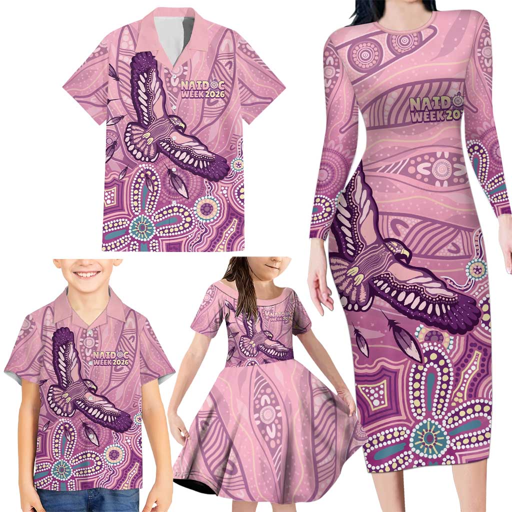 NAIDOC Week - 50 Years Deadly Family Matching Long Sleeve Bodycon Dress and Hawaiian Shirt Pastel Wings