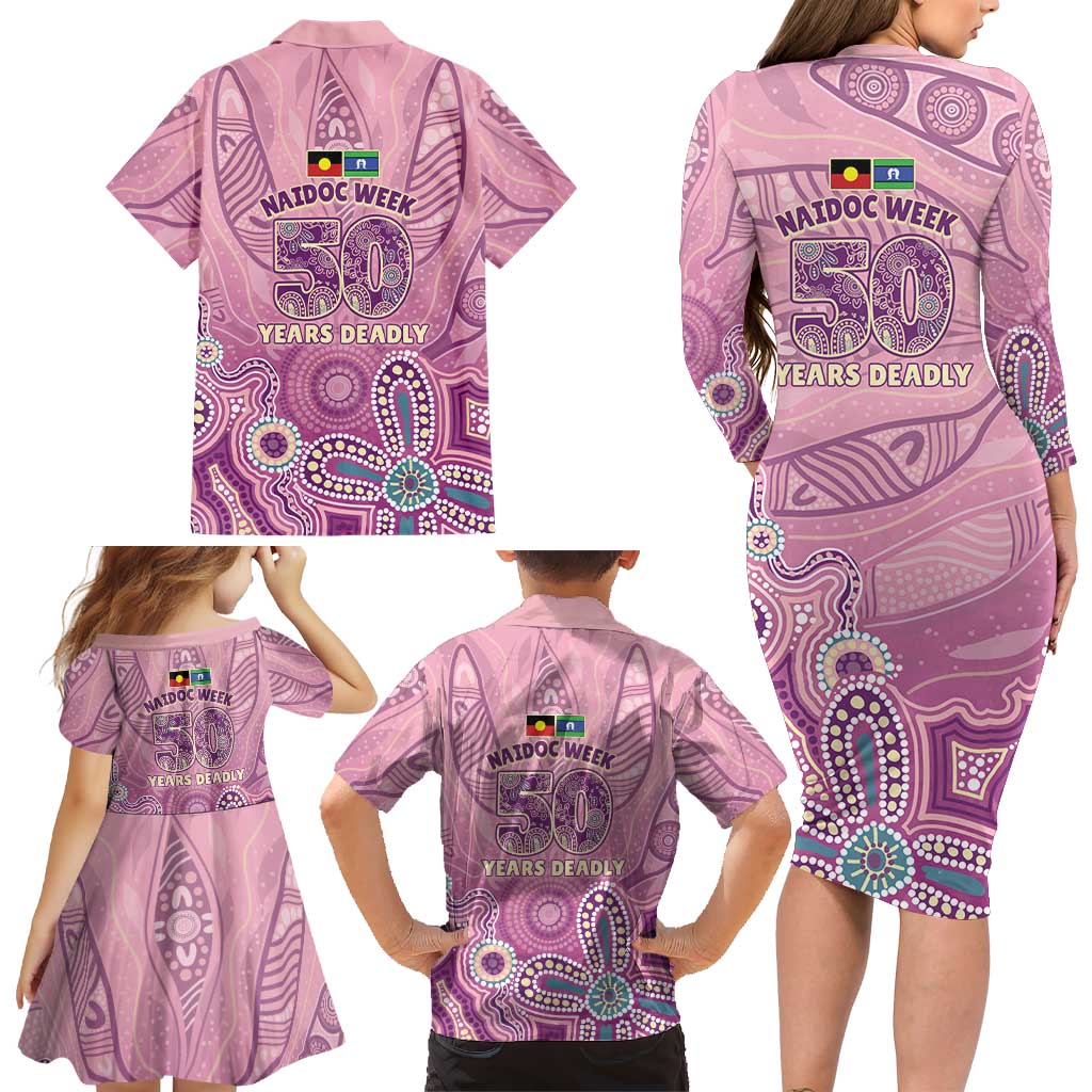 NAIDOC Week - 50 Years Deadly Family Matching Long Sleeve Bodycon Dress and Hawaiian Shirt Pastel Wings