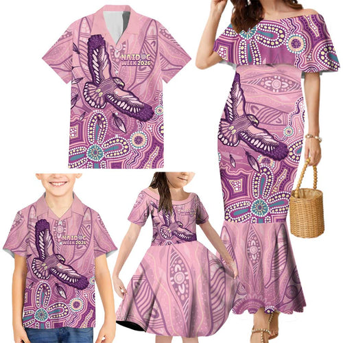 NAIDOC Week - 50 Years Deadly Family Matching Mermaid Dress and Hawaiian Shirt Pastel Wings