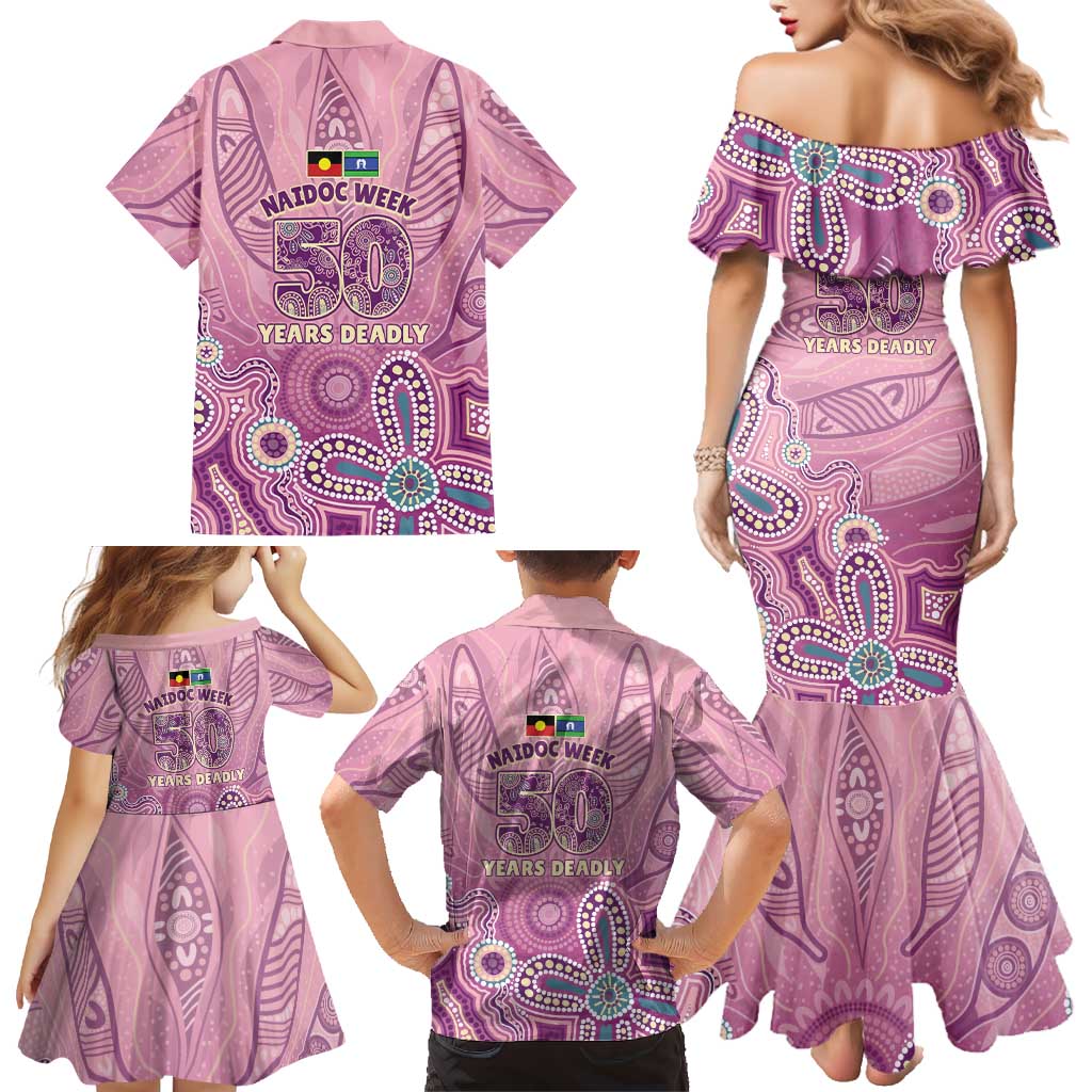 NAIDOC Week - 50 Years Deadly Family Matching Mermaid Dress and Hawaiian Shirt Pastel Wings