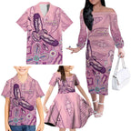 NAIDOC Week - 50 Years Deadly Family Matching Off The Shoulder Long Sleeve Dress and Hawaiian Shirt Pastel Wings