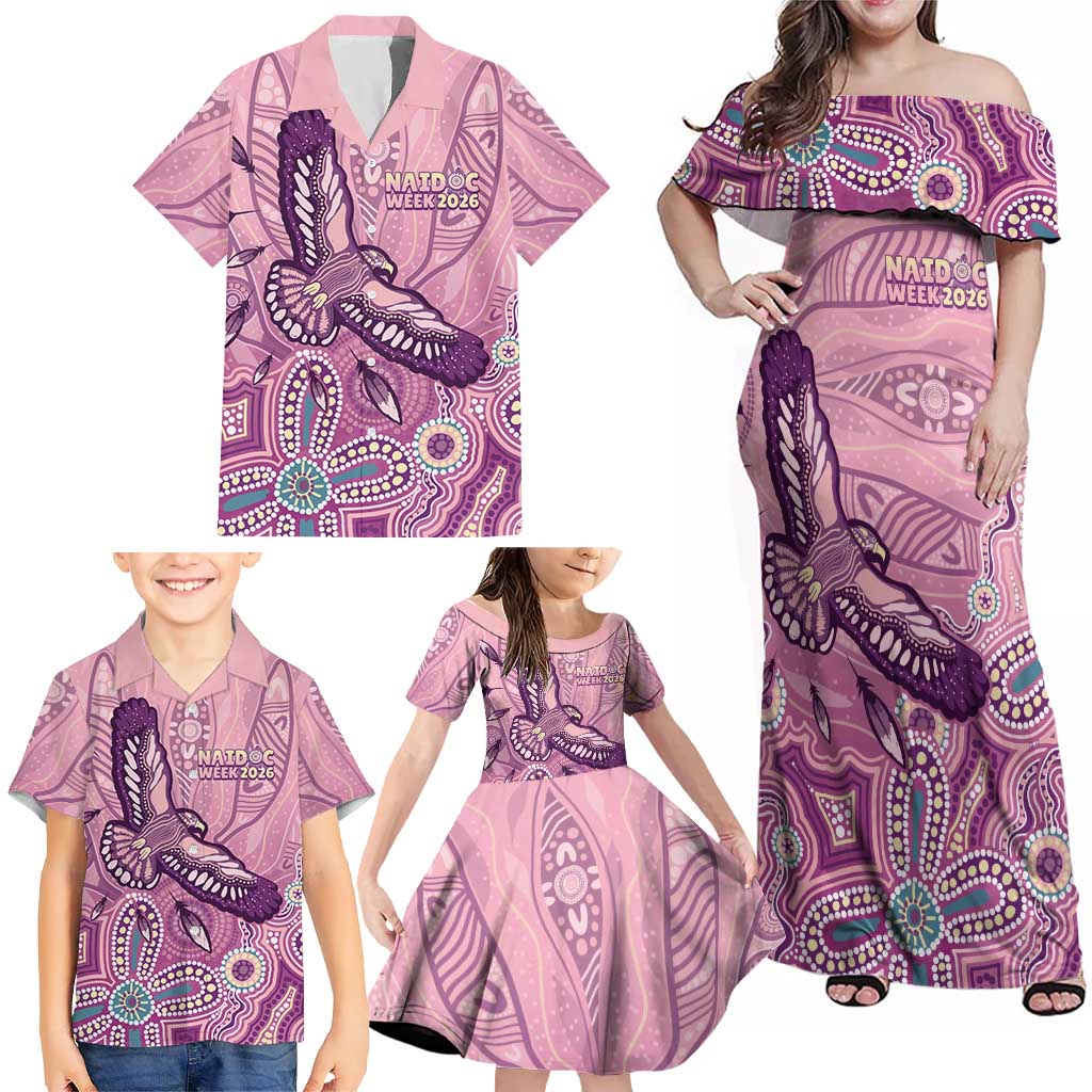 NAIDOC Week - 50 Years Deadly Family Matching Off Shoulder Maxi Dress and Hawaiian Shirt Pastel Wings