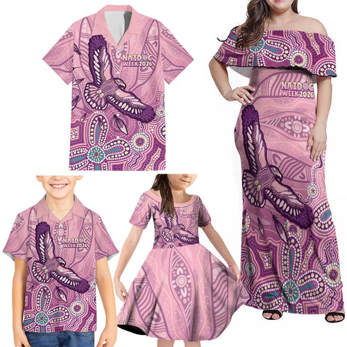 NAIDOC Week - 50 Years Deadly Family Matching Off Shoulder Maxi Dress and Hawaiian Shirt Pastel Wings