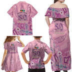 NAIDOC Week - 50 Years Deadly Family Matching Off Shoulder Maxi Dress and Hawaiian Shirt Pastel Wings