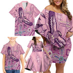 NAIDOC Week - 50 Years Deadly Family Matching Off Shoulder Short Dress and Hawaiian Shirt Pastel Wings