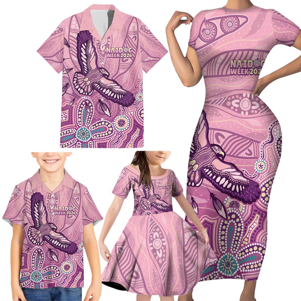 NAIDOC Week - 50 Years Deadly Family Matching Short Sleeve Bodycon Dress and Hawaiian Shirt Pastel Wings