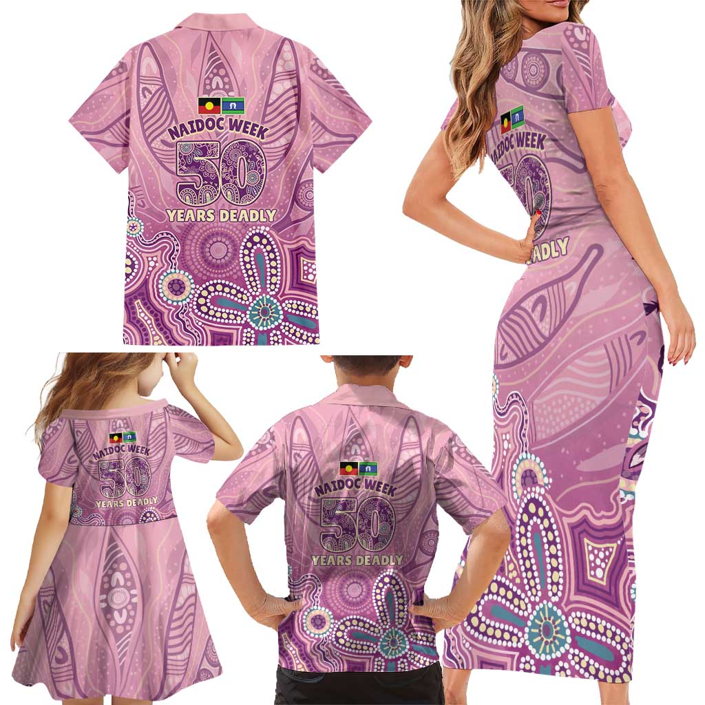 NAIDOC Week - 50 Years Deadly Family Matching Short Sleeve Bodycon Dress and Hawaiian Shirt Pastel Wings