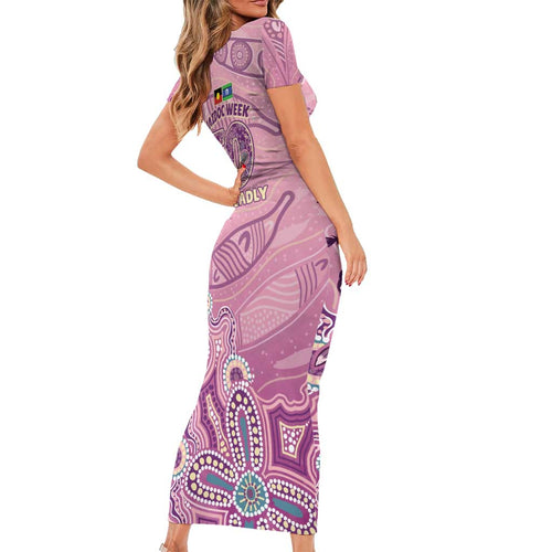 NAIDOC Week - 50 Years Deadly Family Matching Short Sleeve Bodycon Dress and Hawaiian Shirt Pastel Wings