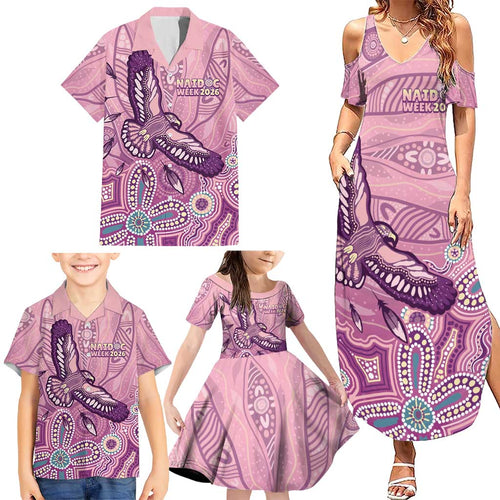 NAIDOC Week - 50 Years Deadly Family Matching Summer Maxi Dress and Hawaiian Shirt Pastel Wings