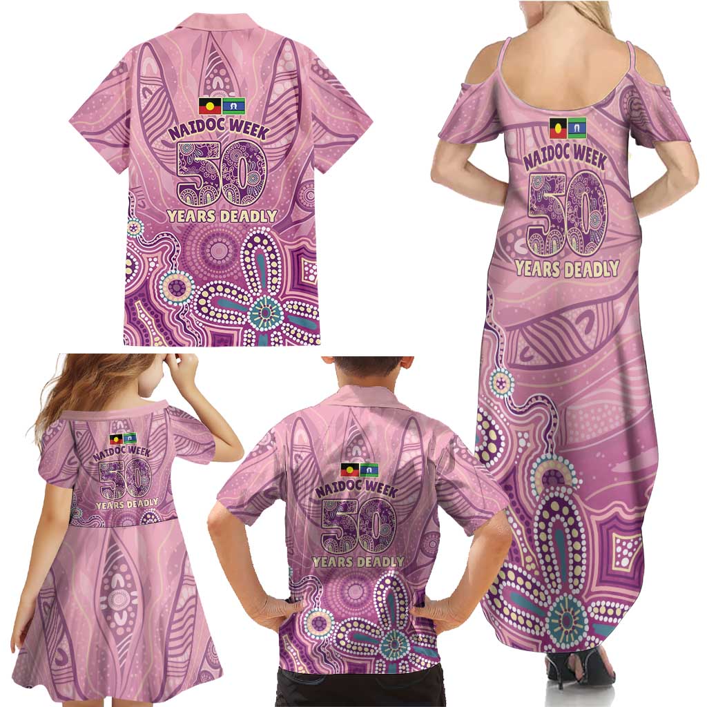 NAIDOC Week - 50 Years Deadly Family Matching Summer Maxi Dress and Hawaiian Shirt Pastel Wings