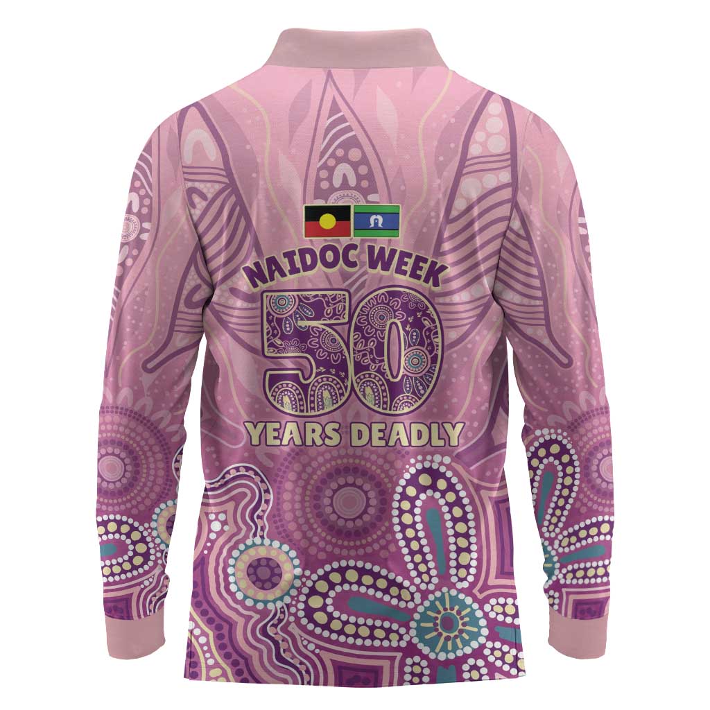 NAIDOC Week - 50 Years Deadly Long Sleeve Polo Shirt Pastel Wings
