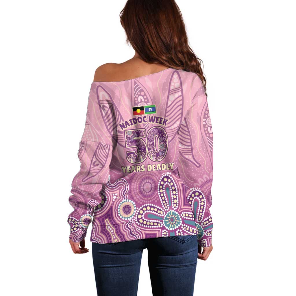 NAIDOC Week - 50 Years Deadly Off Shoulder Sweater Pastel Wings