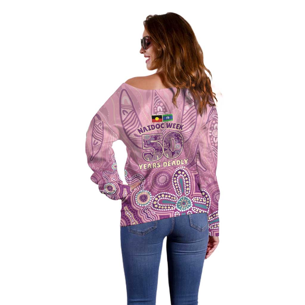 NAIDOC Week - 50 Years Deadly Off Shoulder Sweater Pastel Wings