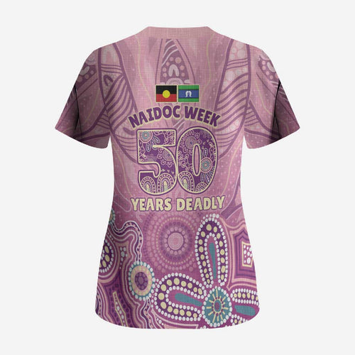 NAIDOC Week - 50 Years Deadly Scrub Top Pastel Wings