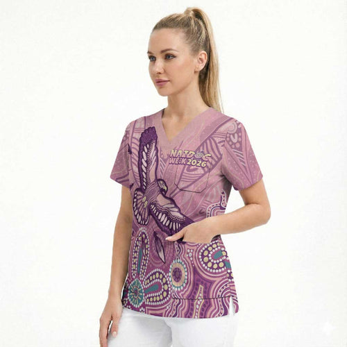 NAIDOC Week - 50 Years Deadly Scrub Top Pastel Wings