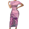 NAIDOC Week - 50 Years Deadly Short Sleeve Bodycon Dress Pastel Wings